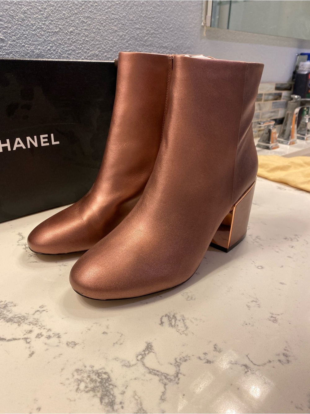Kenneth Cole Metallic Copper Brown Ankle Boots